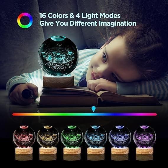 3D Decor Crystal Ball Night Light Starry Lamp LED Night Light-Moon | Best Quality Product