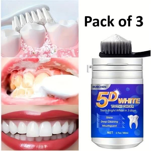 Teeth Whitening Powder Pack of 3 – 50ml Each | Deep Cleaning & Natural Stain Removal | Brightens Teeth & Freshens Breath | Total 150ml