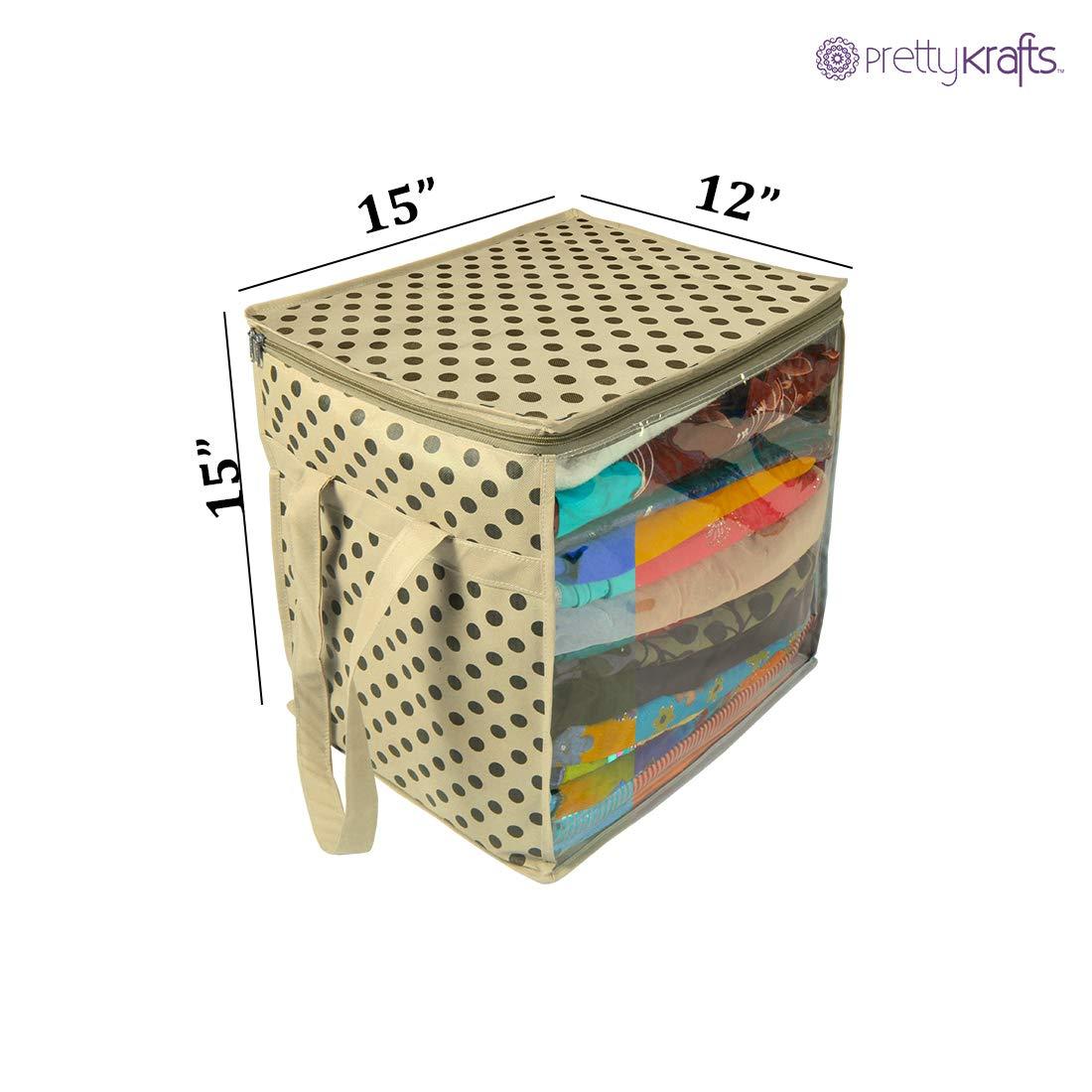 Saree Cover - Printed Non Woven Saree Cover with Handles and Transparent Front (Pack of 2)