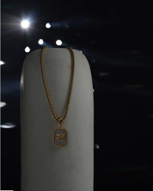 Shree Ram Pendant with Chain – Devotional Alloy Necklace for Men | Bold & Spiritual | Pack of 1