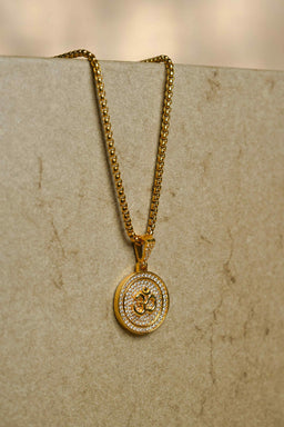 Om Symbol Pendant with Chain – Spiritual Alloy Necklace for Men | Free Size | Pack of 1