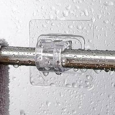 Rods Clips Hook Self Adhesive Pack of 6 | Free Adjustable Wall Fixed Clip Hanging