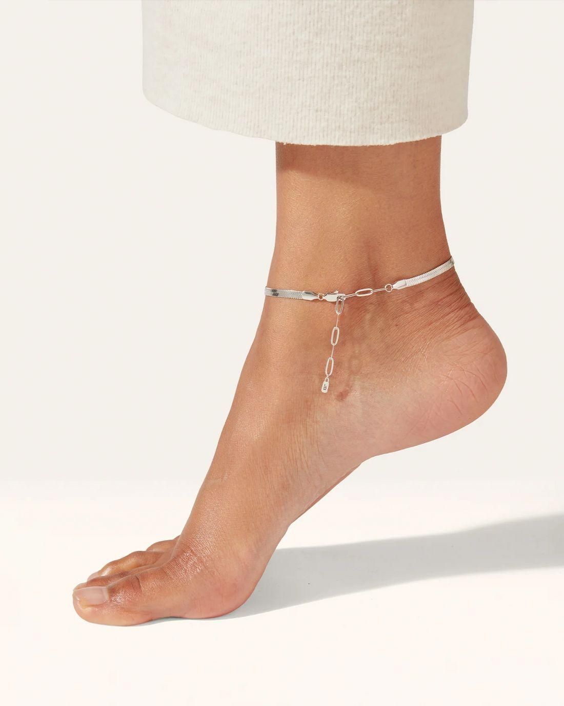 Anti-Tarnish Lucky Snake Chain Anklet for Women – Sterling Silver | Smooth & Stylish | Pack of 1