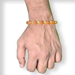 Rudraksha & Citrine Crystal Bracelets (Pack of 2) – Spiritual Energy Stone Bracelets for Men | 8mm Beads | Natural Healing Combo