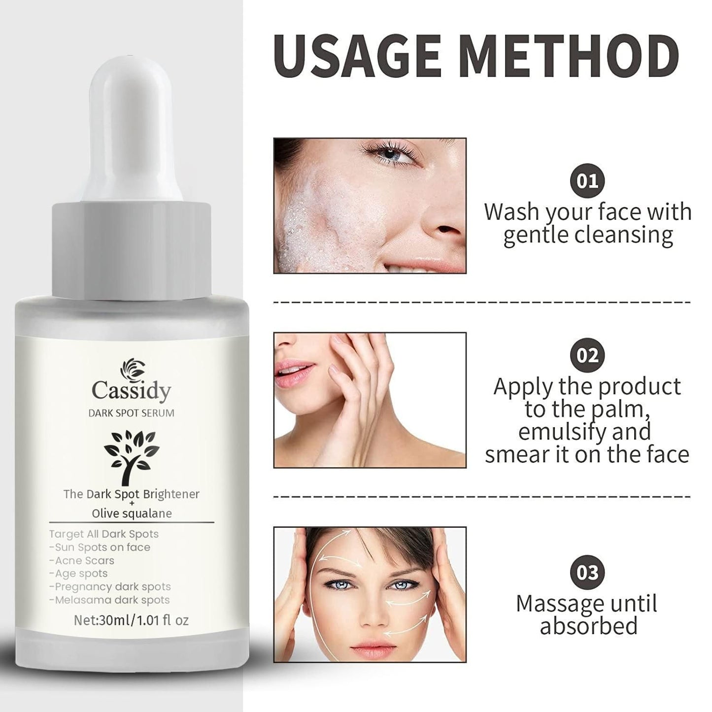 CASSIDY Dark Spot Serum with Olive Squalane – 30ml Each (Pack of 2) | Brightens Skin, Fades Acne Scars & Dark Spots