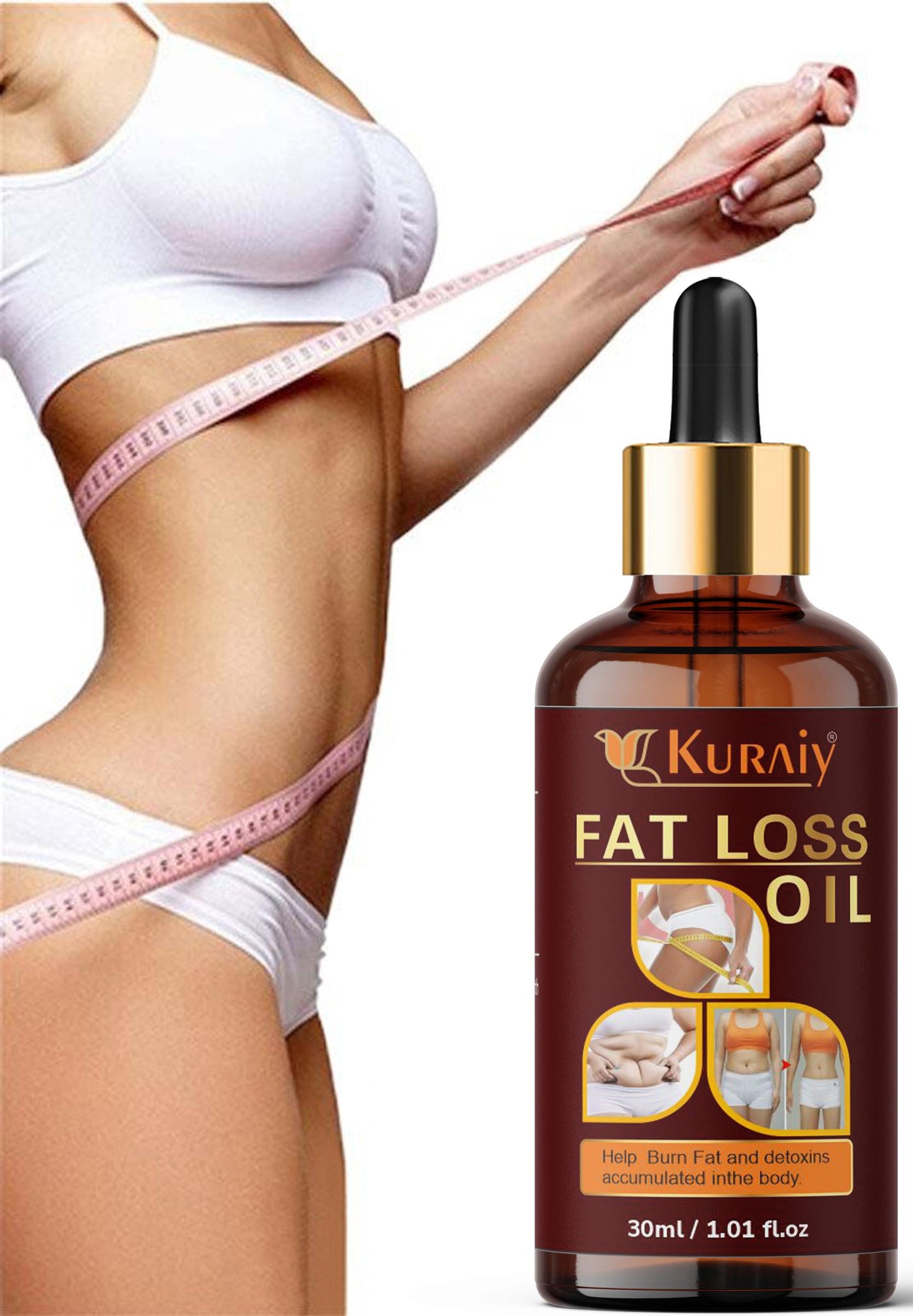 Kuraiy Fat Loss Oil – Premium Slimming & Belly Fat Burner Massage Oil for Weight Loss, Men & Women (30ml)