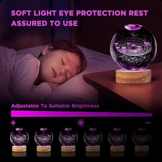 3D Decor Crystal Ball Night Light Starry Lamp LED Night Light-Moon | Best Quality Product