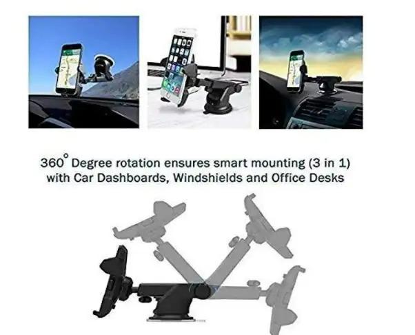 Revolex Zoom Star Pros Car Mobile Holder – All Dashboard Mount | Strong Grip | Adjustable & Rotatable | Black (Color May Vary)