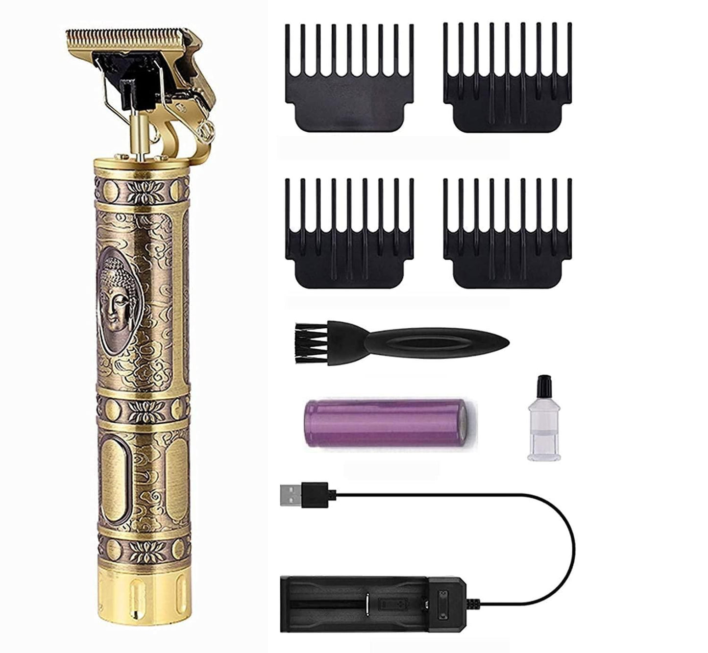 Hair Trimmer For Men Buddha Style | Golden Buddha Style Professional Hair Trimmer for Men – Retro Close-Cut Clipper with Adjustable Blades, Precision Shaver & Oil Head Grooming Machine