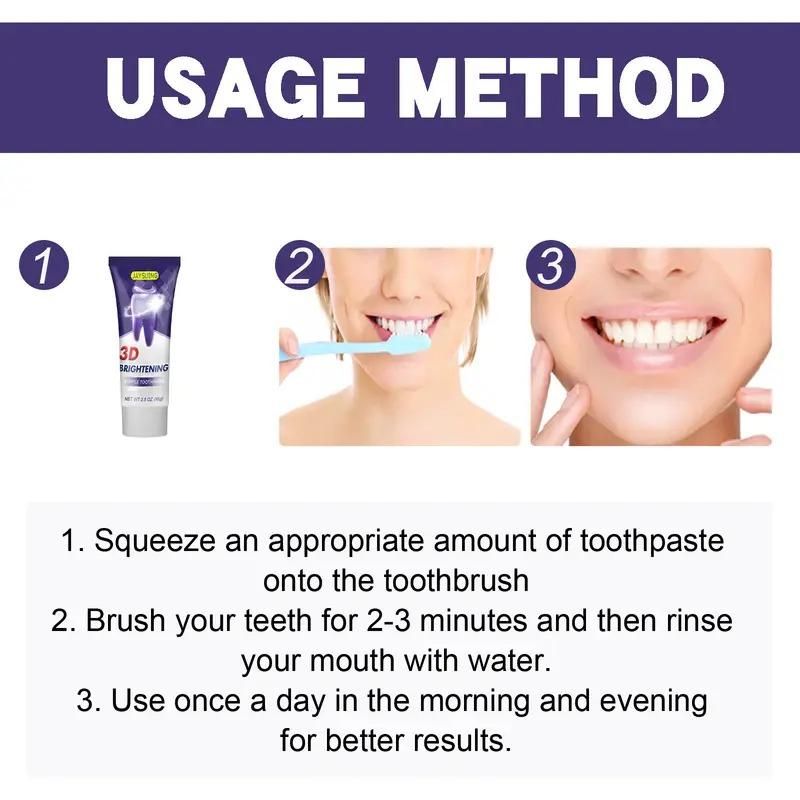 3D Brightening Purple Toothpaste – 200g Each (Pack of 2) | Deep Clean, Moisturizing Formula for Whiter Teeth & Fresh Breath