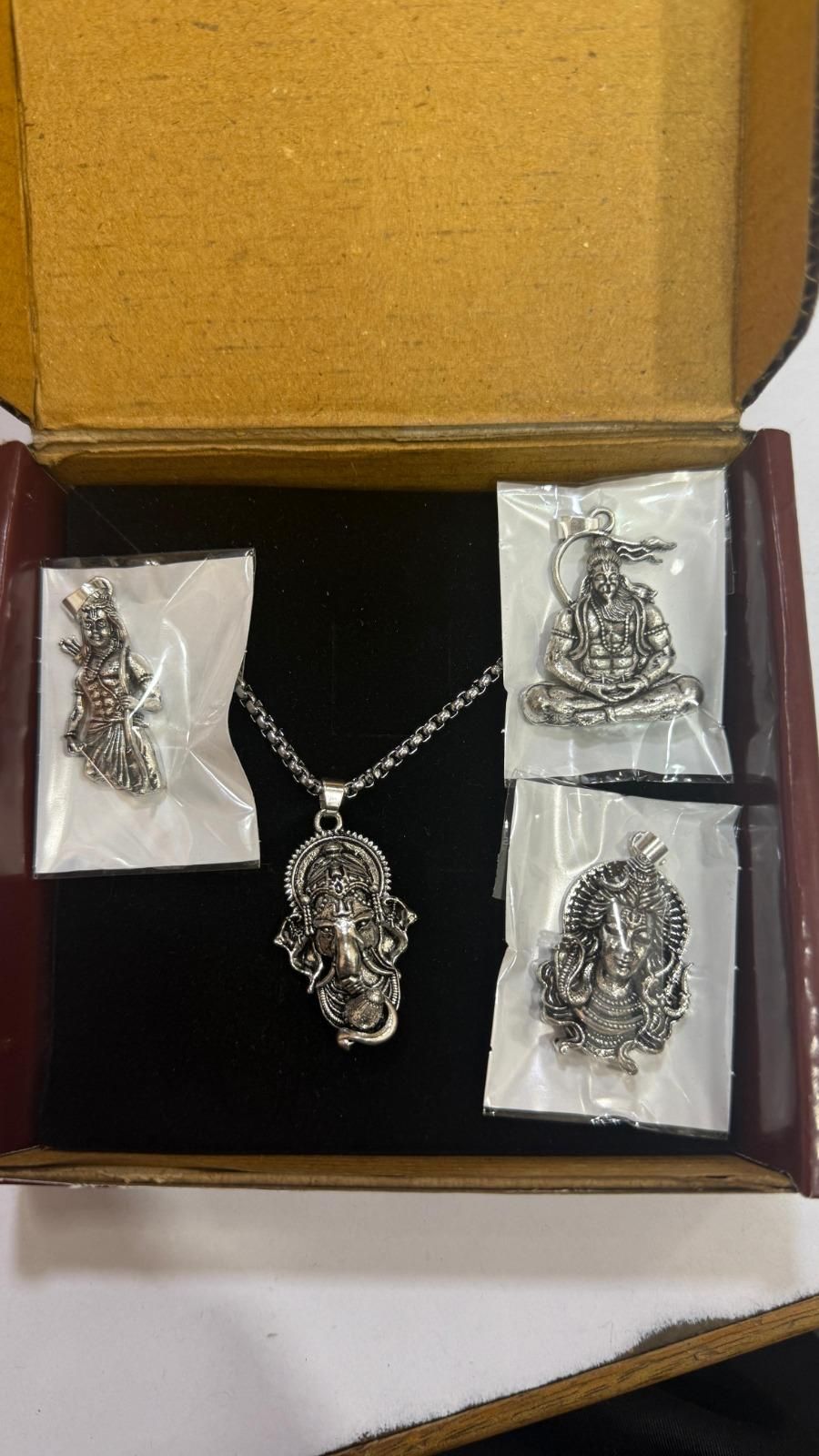 Buy 1 Get 3 Free Oxidised Pendant Chain Set – Pack of 4 | Unisex | Alloy Material