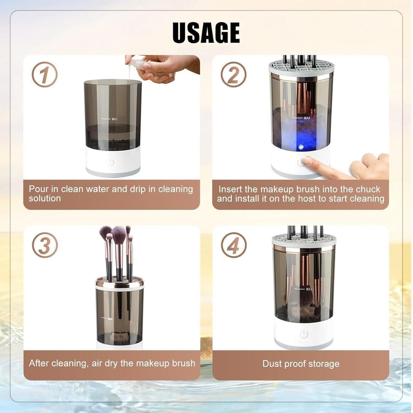 Electric Makeup Brush Cleaner – USB Rechargeable Automatic Cleaner & Dryer | Deep Cosmetic Cleaning Device (Pack of 1)