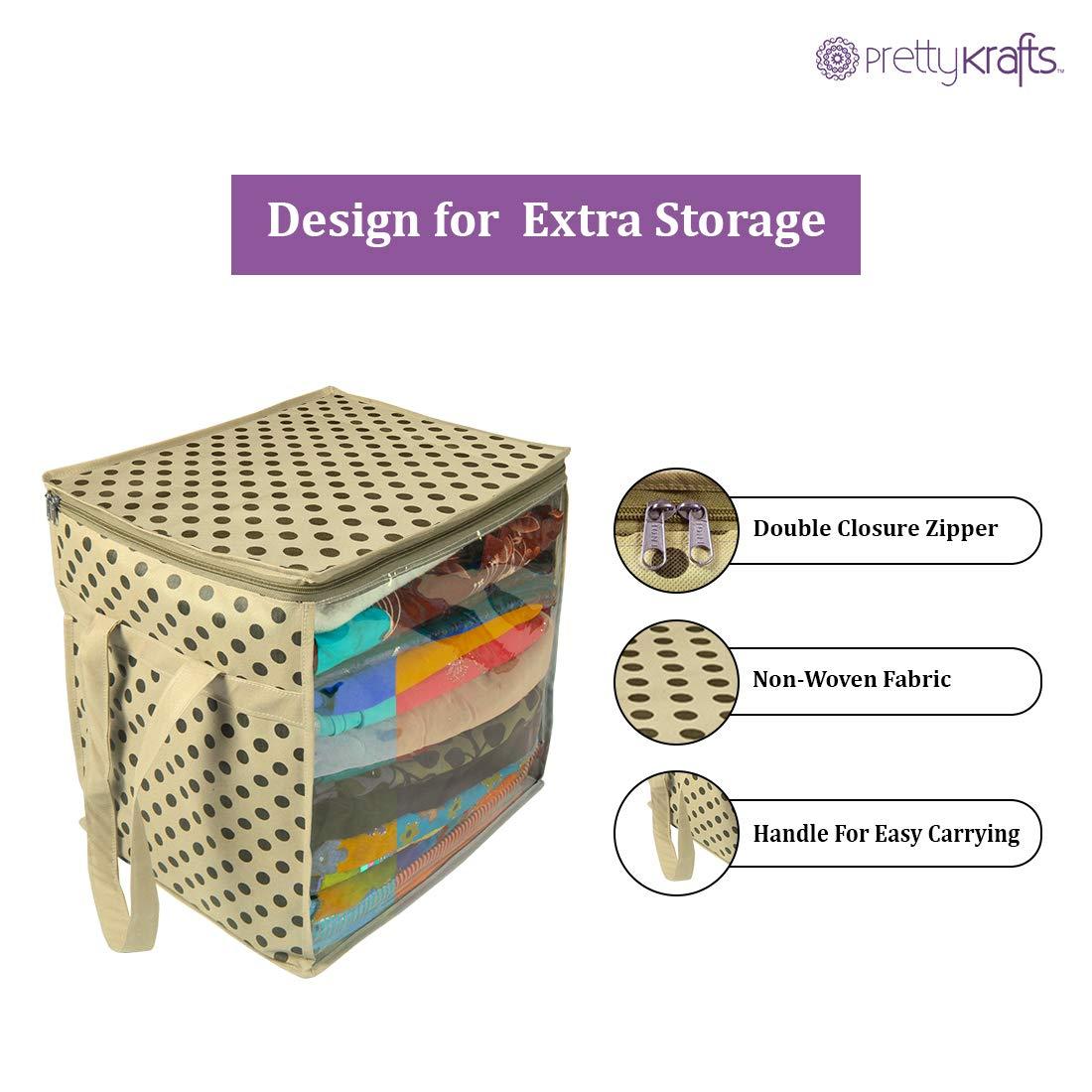 Saree Cover - Printed Non Woven Saree Cover with Handles and Transparent Front (Pack of 2)