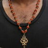 Panchmukhi Rudraksha Mala with OM & Shiva Trishool Pendant – Spiritual Alloy Necklace for Men | Pack of 1