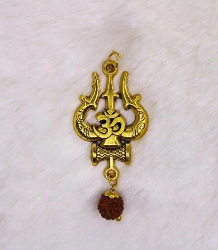 Panchmukhi Rudraksha Mala with OM & Shiva Trishool Pendant – Spiritual Alloy Necklace for Men | Pack of 1