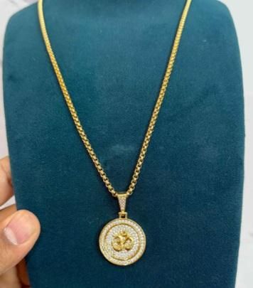 Om Symbol Pendant with Chain – Spiritual Alloy Necklace for Men | Free Size | Pack of 1