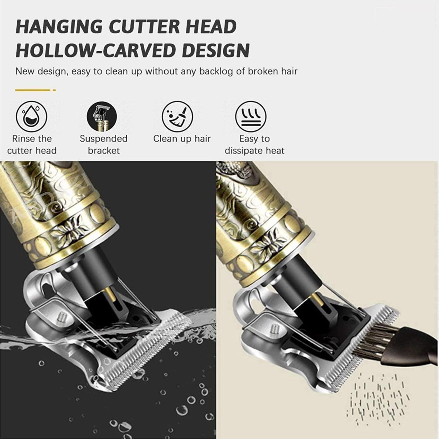 Hair Trimmer For Men Buddha Style | Golden Buddha Style Professional Hair Trimmer for Men – Retro Close-Cut Clipper with Adjustable Blades, Precision Shaver & Oil Head Grooming Machine