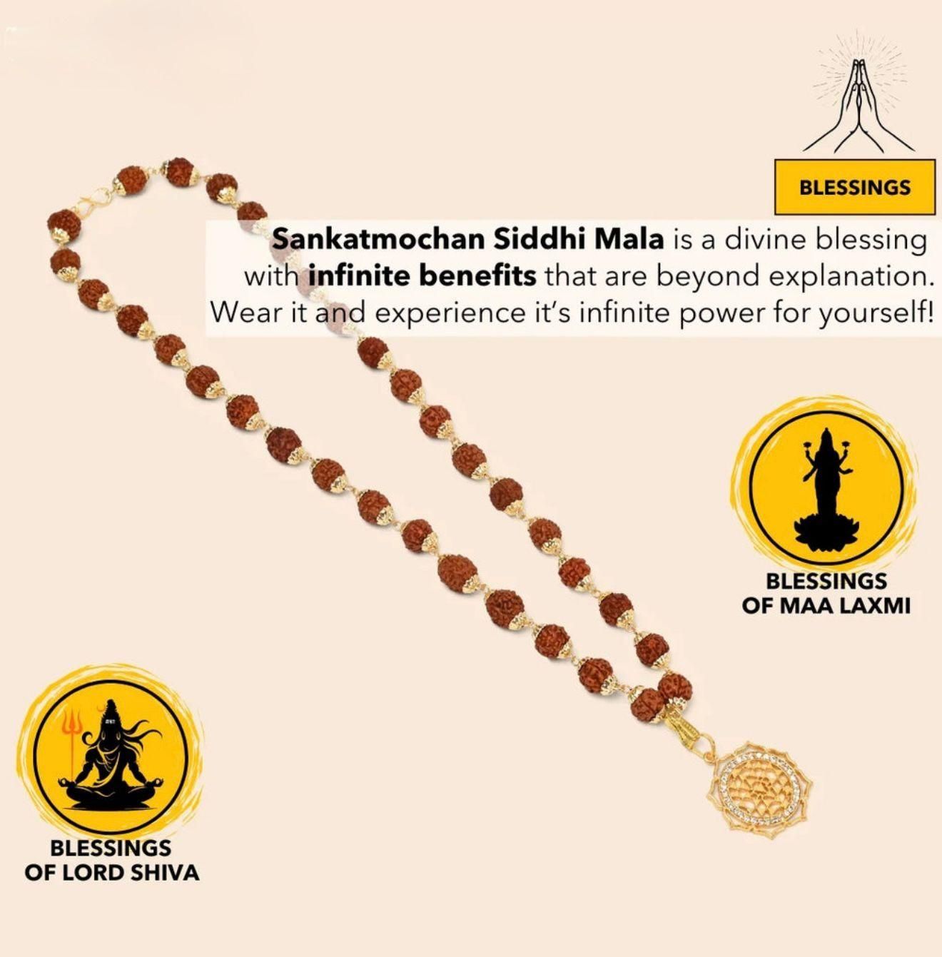 Sankatmochan Siddhi Mala with Pendant – Spiritual Alloy Mala for Men | Free Size | Pack of 1