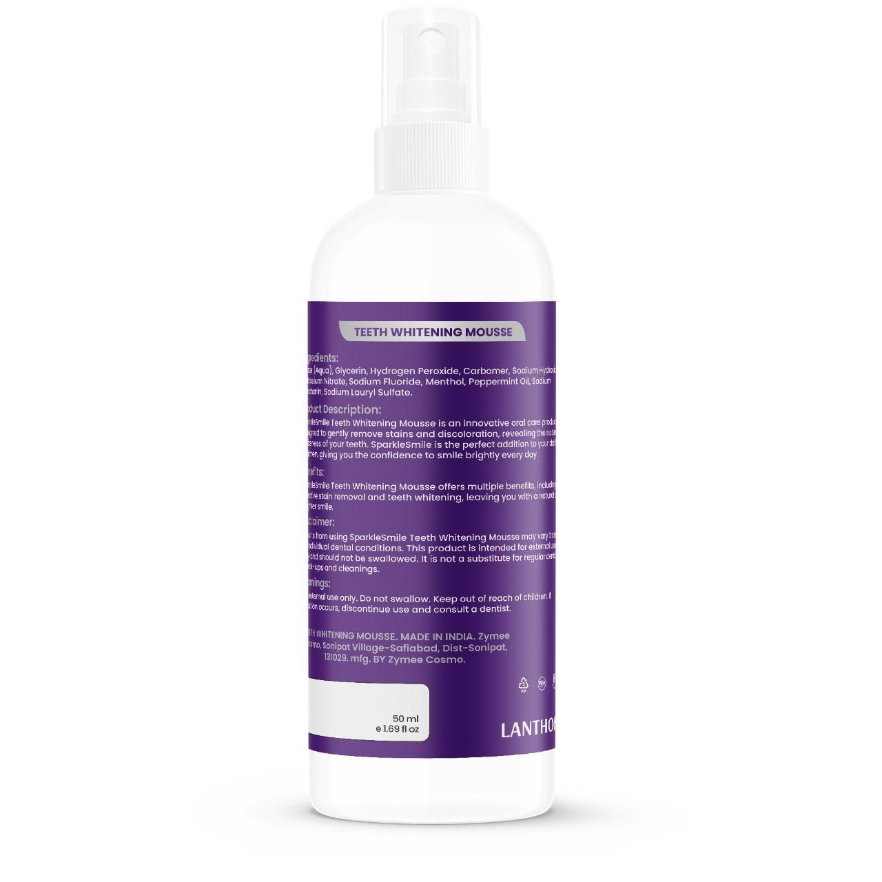 Lanthome V34 Teeth Whitening Spray Mousse – 50ml (Pack of 2) | Removes Stains, Brightens Smile & Reduces Sensitivity