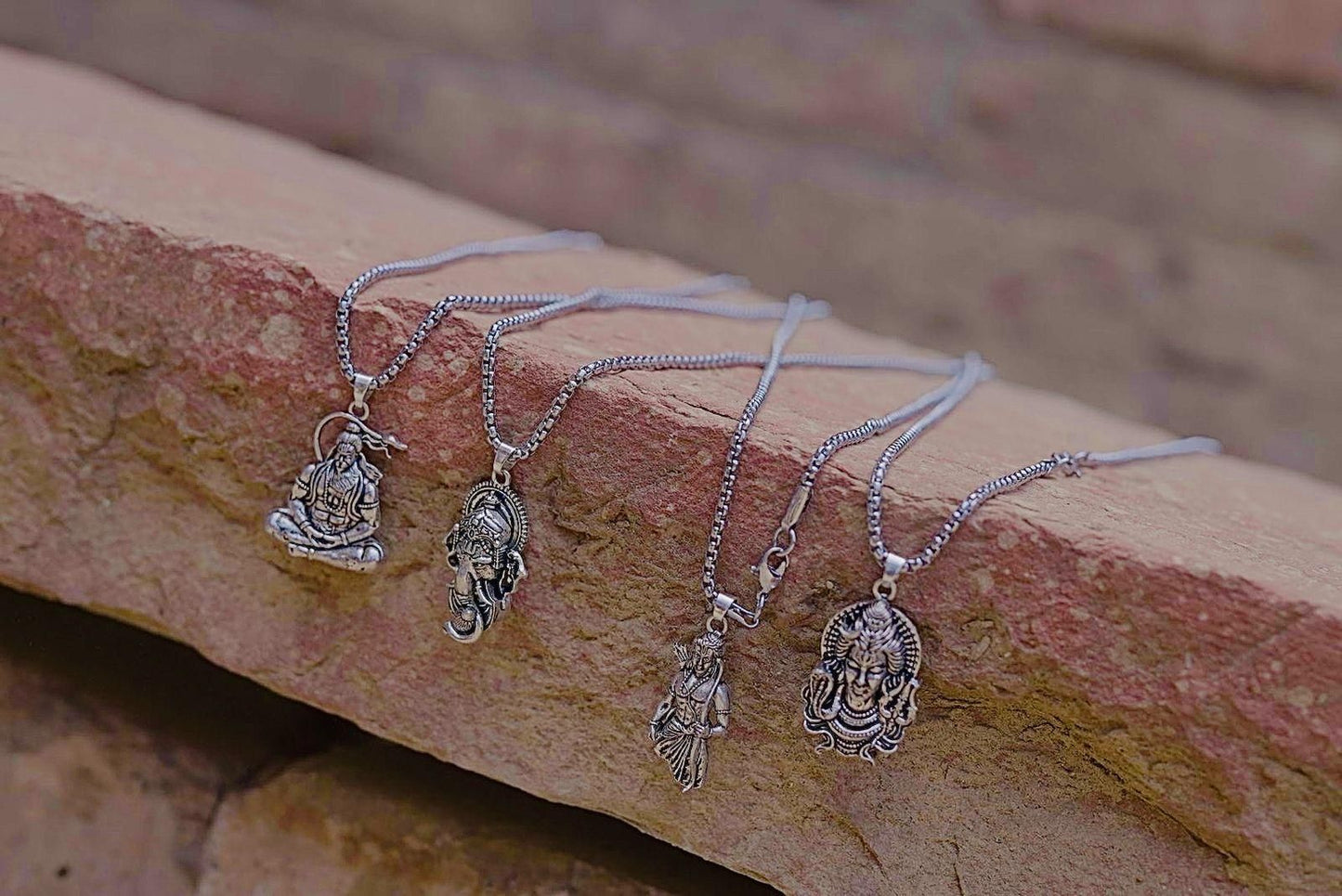 Buy 1 Get 3 Free Oxidised Pendant Chain Set – Pack of 4 | Unisex | Alloy Material