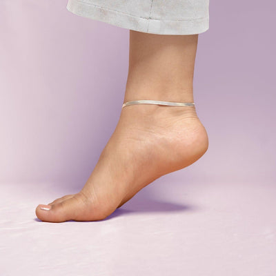 Anti-Tarnish Lucky Snake Chain Anklet for Women – Sterling Silver | Smooth & Stylish | Pack of 1