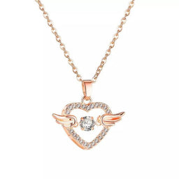 Heart with Wings Necklace – Elegant Alloy Pendant for Women | Assorted Color | Free Size (Pack of 1)