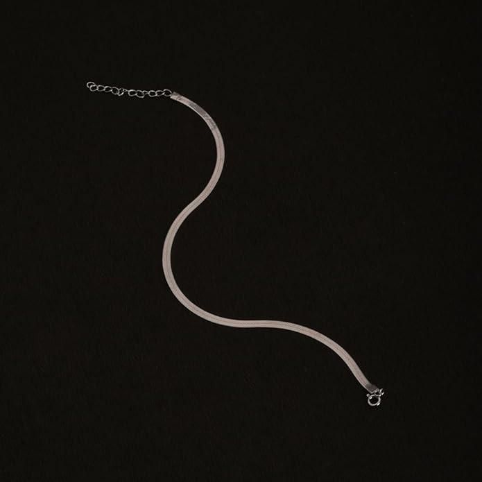 Anti-Tarnish Lucky Snake Chain Anklet for Women – Sterling Silver | Smooth & Stylish | Pack of 1