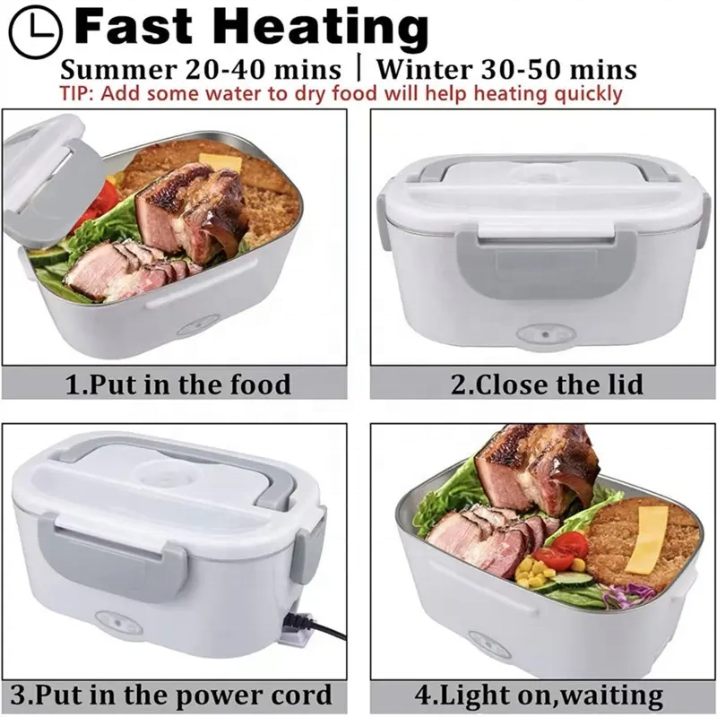 Electric Lunch Box Food Heater Portable Lunch Heater with Removable 304 Stainless Steel Container Food Grade Material