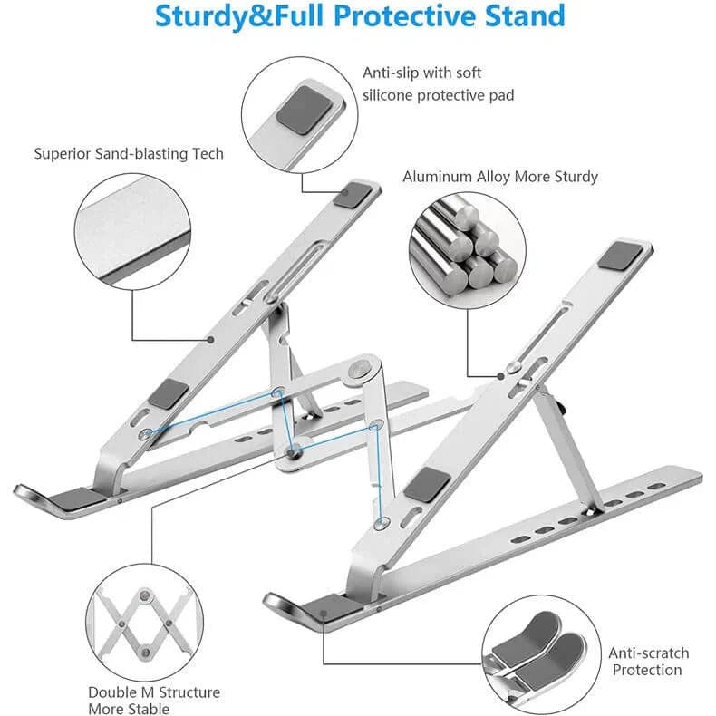 Aluminum Tablet, Laptop, Notebook, Phone Stand With Adjustable Height, Foldable 9"-15.6" inch