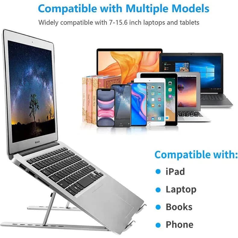 Aluminum Tablet, Laptop, Notebook, Phone Stand With Adjustable Height, Foldable 9"-15.6" inch