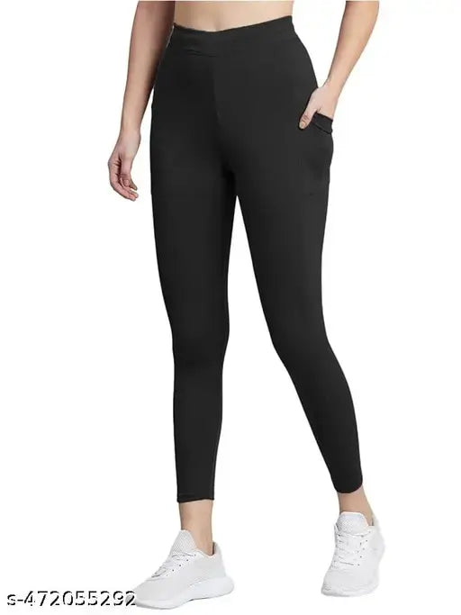 High-Waisted Yoga Pants for Women with Side Pockets | Stretchable Workout Tights