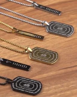 Devotional Ganpati Shlok Pendant with Chain – Stylish Alloy Tag for Men | Spiritual Wear | Pack of 1